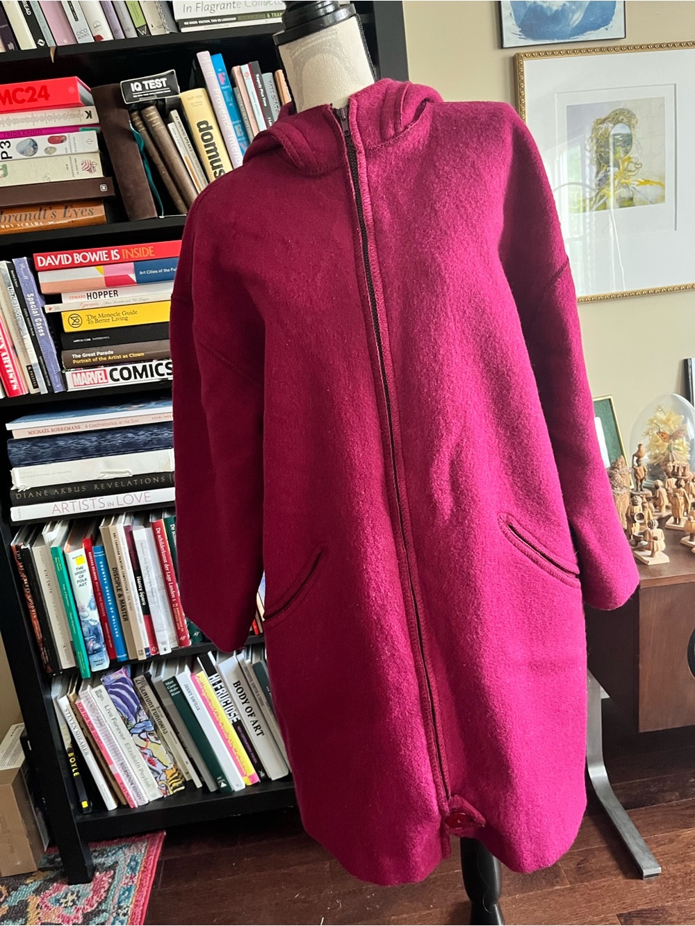 Vintage Lundstrom Laparka Women's Hooded Virgin Wool Coat — Magenta